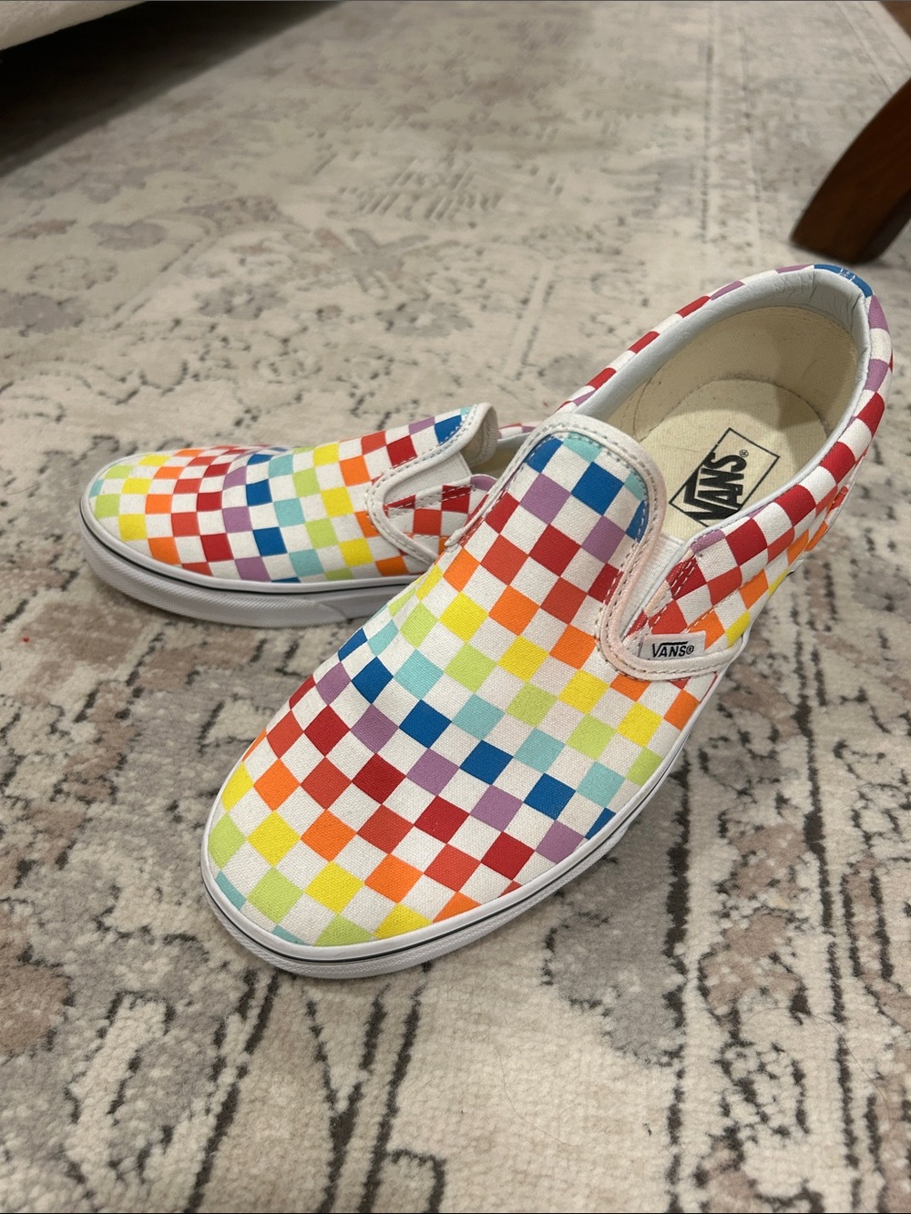 Vans Kids Rainbow Checkerboard Slip-On Sneakers